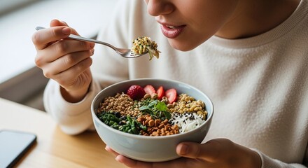 Enjoy a healthy and delicious grain bowl with fresh strawberries for a vibrant, nourishing lunch