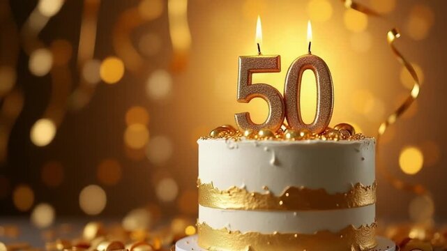 Golden 50th Birthday Cake Celebration