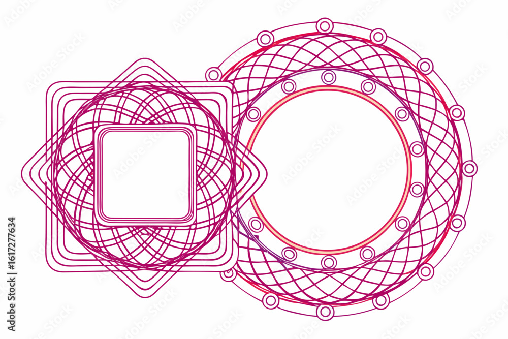 Poster intricate geometric mandala patterns in vibrant magenta and pink hues create a sophisticated and mod