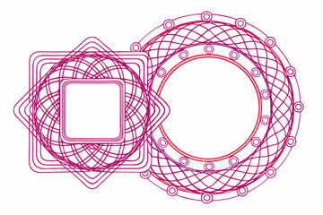 Intricate geometric mandala patterns in vibrant magenta and pink hues create a sophisticated and modern decorative design element perfect for branding and artistic projects.
