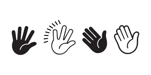 Vector Illustration of Hand Gestures for Communication, Greetings, and Expressing Emotions in Black and White