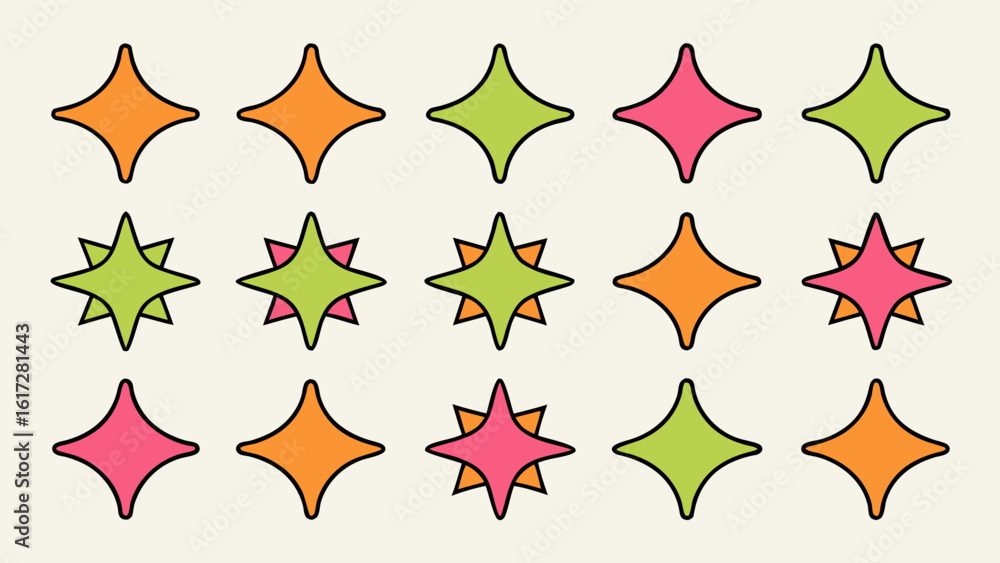 Poster collection of abstract star shapes and sparkling elements perfect for adding a touch of magic and br