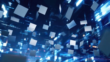 Abstract digital squares in motion