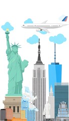 Fototapeta premium Cartoon representation of New York City skyline