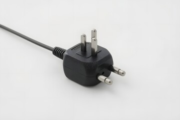 Black UK electrical plug on a white background