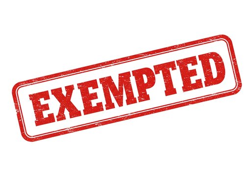 Bold red "EXEMPTED" rubber stamp design on white &mdash; suitable for document mockups, administrative graphics, legal visuals, or business forms requiring exemption labeling