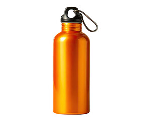 Orange metal water bottle with carabiner