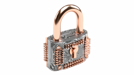 Cybersecurity padlock illustration, representing digital protection and data encryption
