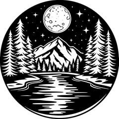 Majestic snow capped mountain range landscape illustration
