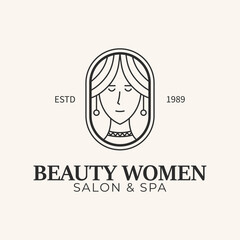 beauty women line art design logo vector.
