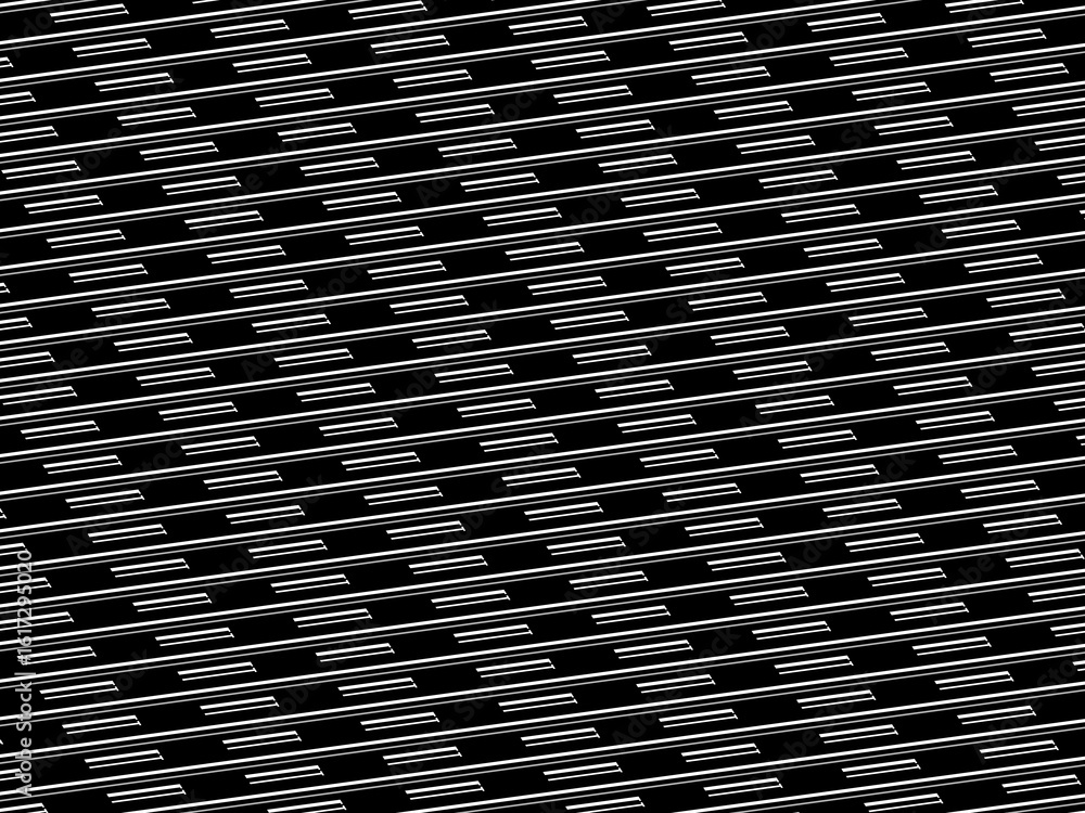 Poster black background with a neat abstract white striped pattern.