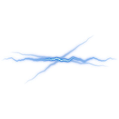 Blue glowing branching lightning effect on transparent background
