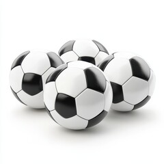 Group of soccer balls isolated on white background