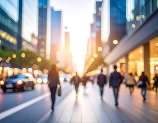 Blurry cityscape at sunset