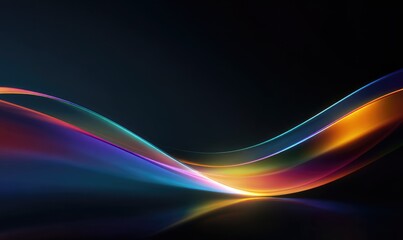 Fototapeta premium Abstract colorful wavy lines on dark background