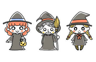 Halloween character, hand-drawn illustration of a witch