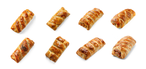 sausage roll top view full length isolate on white background