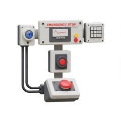 Fototapeta premium Realistic Emergency Stop Control Panel for Safety Mechanism