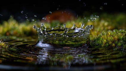 Water droplet splash on moss (1)