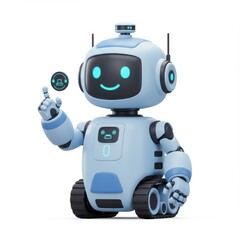 Friendly Robot with Smiling Face and Interactive Gesture