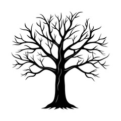 Obraz premium Stylized Tree Silhouette Vector Minimal Nature Design for Logo Creation, Tattoos, and Wall Prints