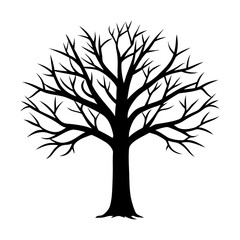 Fototapeta premium Stylized Tree Silhouette Vector Minimal Nature Design for Logo Creation, Tattoos, and Wall Prints