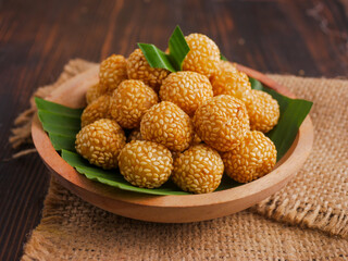 Onde-onde, Indonesian tradisional snacks made from glutinous rice flour filled with sweet mung...