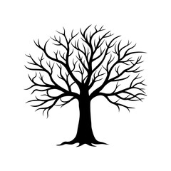 Elegant Leafy Tree Vector  Botanical Line Art for Nature Decor, Tattoo, Logo, and Branding Projects