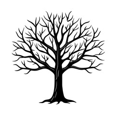 Obraz premium Stylized Tree Silhouette Vector Minimal Nature Design for Logo Creation, Tattoos, and Wall Prints