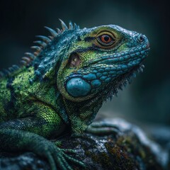 Fototapeta premium Close-up portrait of a vibrant iguana