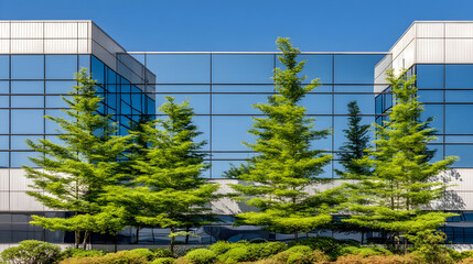 High-Rise Office Building with Green Glazed Glass Panels