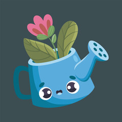 watering can with cute face and flower in isolated background © Pixeleart Other Des