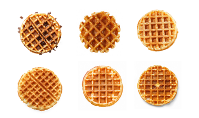 frozen waffle top view full length isolate on white background