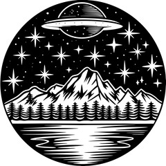 Modern stark black and white graphic icon design