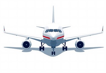 Naklejka premium Front View Stylized Passenger Airplane on White Background