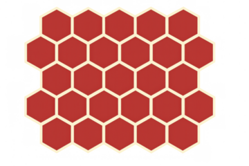 Red honeycomb pattern with cream borders creating a textured background, ideal for projects related to nature, bees, or abstract design