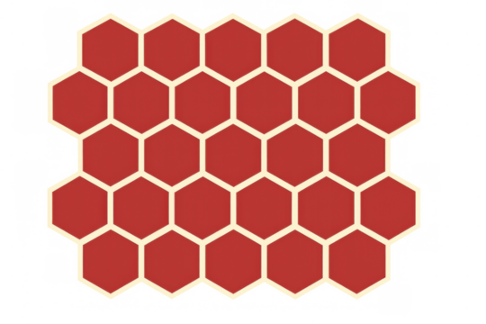 Red honeycomb pattern with cream borders creating a textured background, ideal for projects related to nature, bees, or abstract design