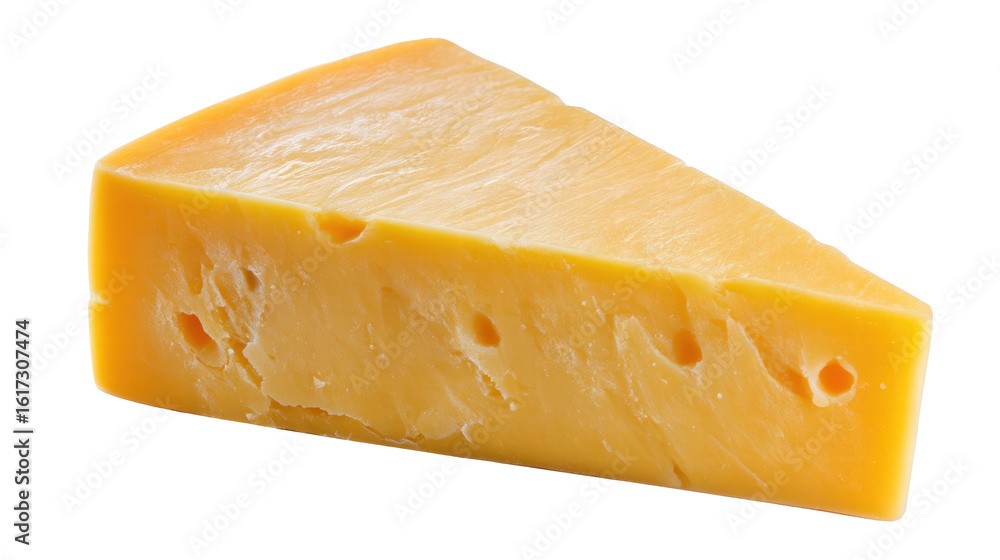 Poster cheese isolated on transparent background with smooth texture and natural holes in slice