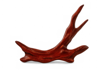 Smooth piece of red driftwood with curved shape, isolated on transparent background, ideal for nature-themed projects