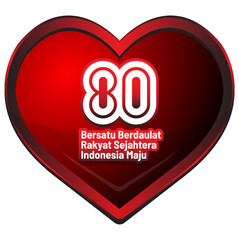 heart shape 80th indonesia indenpendent day with official logo