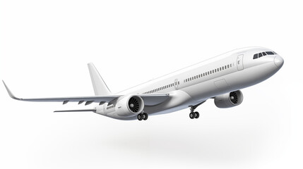 Obraz premium commercial airplane flying isolated on white background