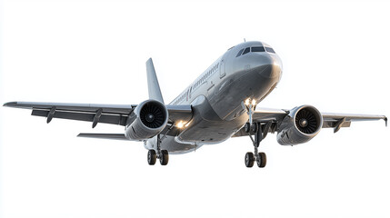 Obraz premium commercial airplane flying isolated on white background