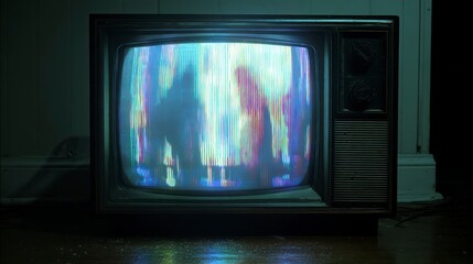 Vintage television with static image