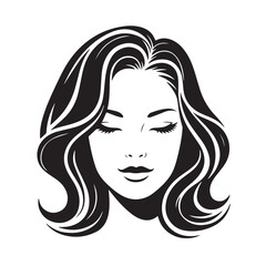 Elegant woman face with wavy hair isolated on white background, a portrait of beauty and style, perfect for fashion and cosmetic designs, showcasing attractive features and glamour