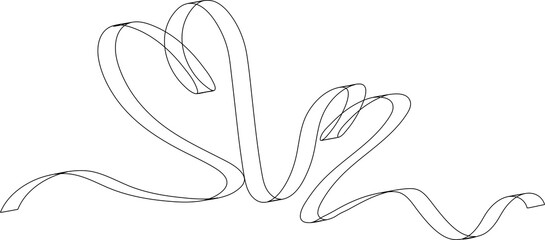 Heart ribbons thin line, concept of love