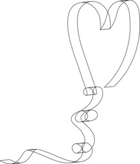 Heart ribbons thin line, concept of love