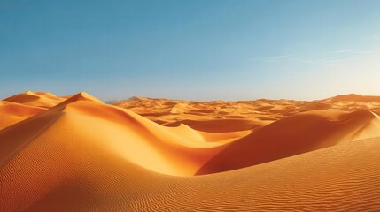 Golden Desert Dunes Landscape - Arid Sandscape Scenery - nature travel