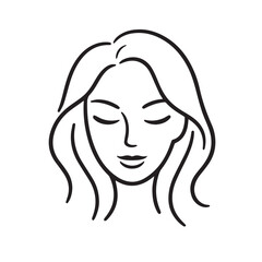 Minimalist woman face with simple lines isolated on white background, a modern portrait of beauty and style, perfect for fashion and cosmetic designs, showcasing attractive features