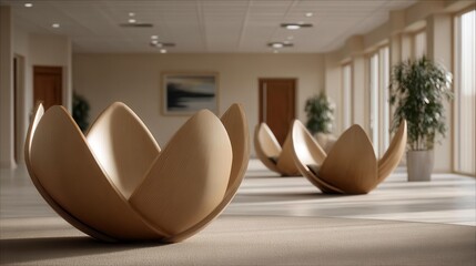 Wooden Lotus Chairs, Interior Design, Stylish Furniture