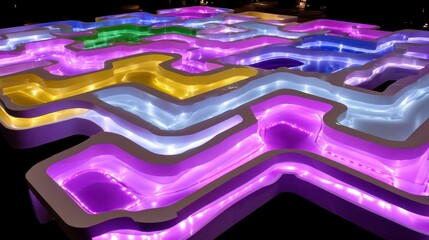 Illuminated Maze Art Installation - Colorful Light Display